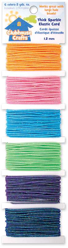 Clubhouse Crafts Elastic Cord Thick Sparkle - 3yd Each Of 6 Colors
