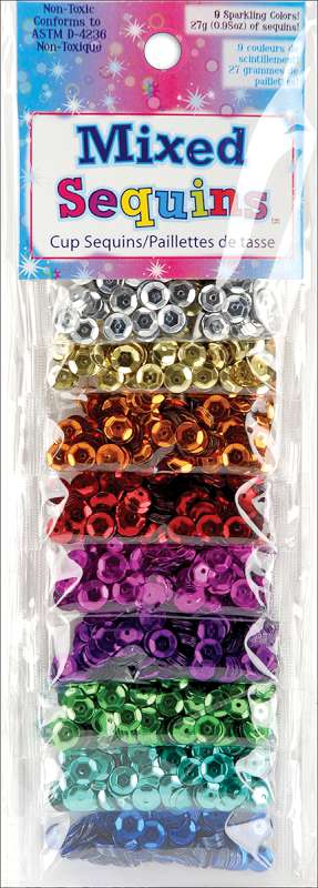 Mixed Sequins 3g 9/Pkg Assorted Cups