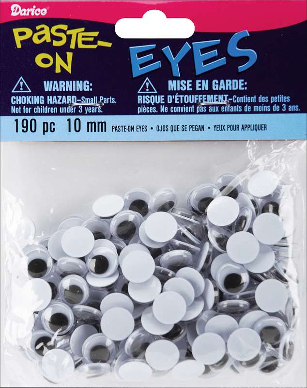Paste-On Wiggle Eyes 10mm 190/Pkg Black