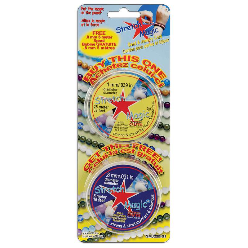 Stretch Magic Bead & Jewelry Cords 2/Pkg 1mmX25m & .8mmX5m Clear
