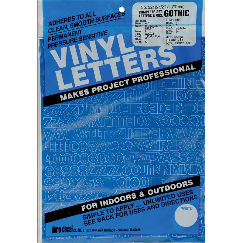 Permanent Adhesive Vinyl Letters & Numbers .5" 852/Pkg Blue
