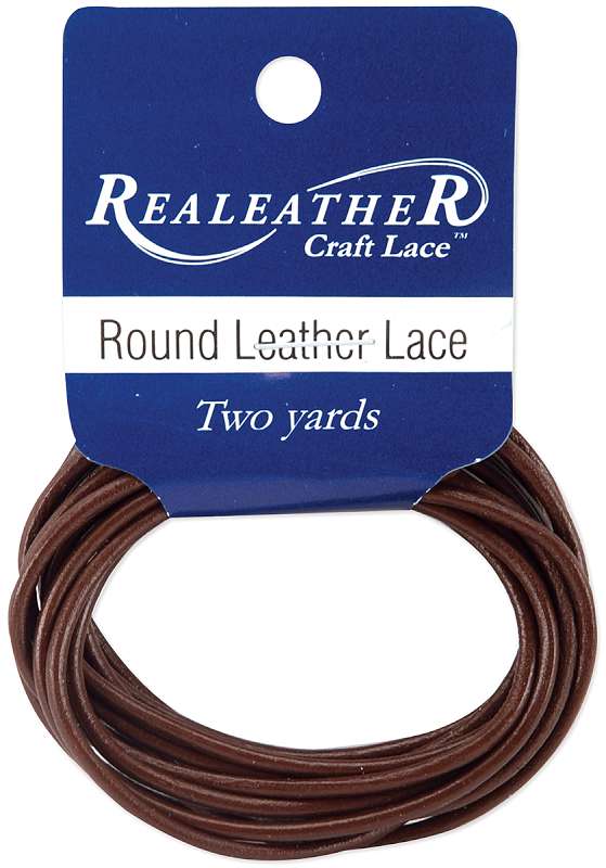 Round Leather Lace 2mmX2yd Packaged Brown