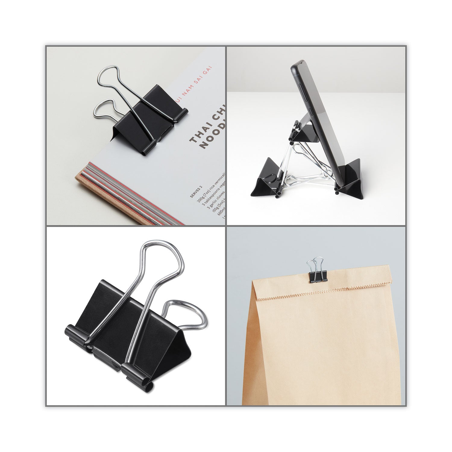 Universal® Large Binder Clips, 1" Capacity, 2" Wide, Black, 12/Pack