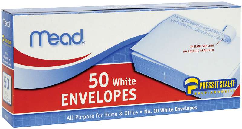 Mead Boxed Peel & Stick Envelopes 4.125"X8.5" 50/Pkg Regular #10