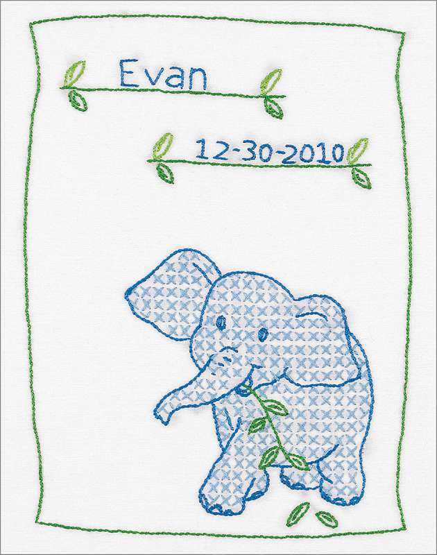 Stamped White Sampler 8"X10" Elephant
