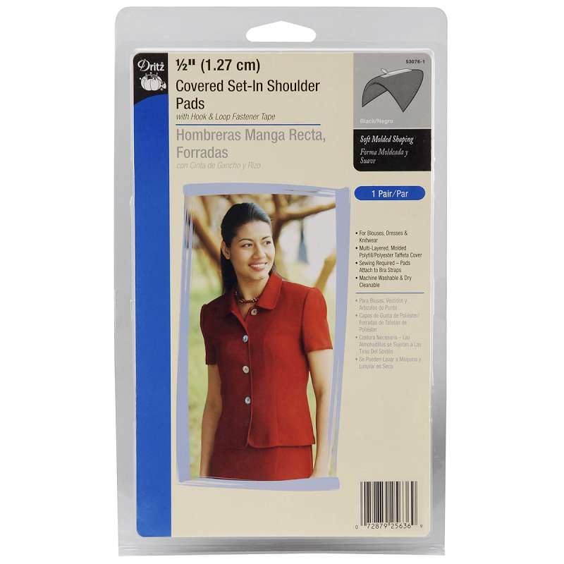 1/2" Covered Set-In Shoulder Pads 2/Pkg Black
