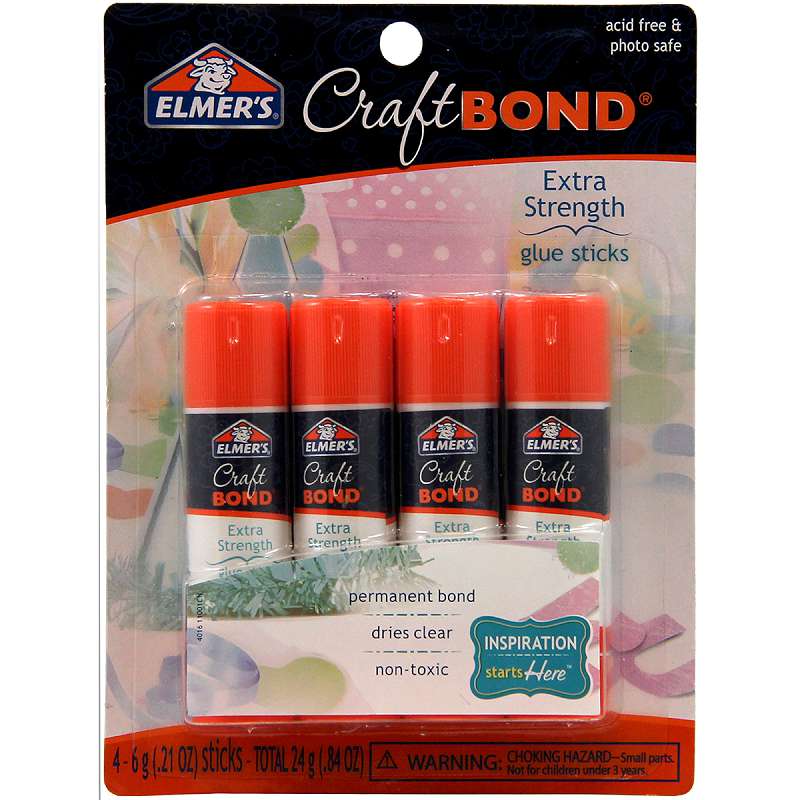 Elmer's CraftBond(R) Extra Strength Glue Sticks 4/Pkg .21oz