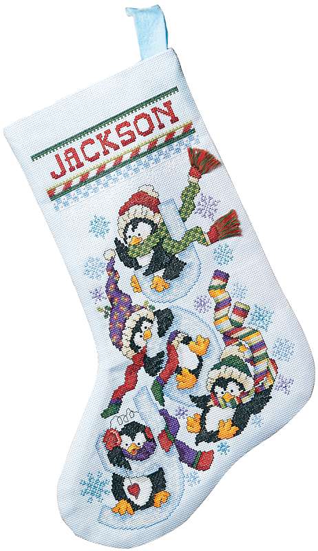 Penguin Joy Stocking Counted Cross Stitch Kit 18" Long 14 Count