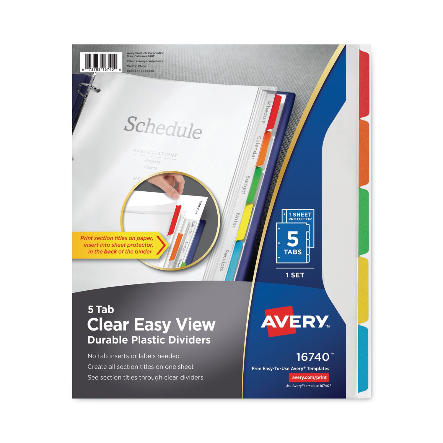 Clear Easy View Dividers 5/Pkg Assorted