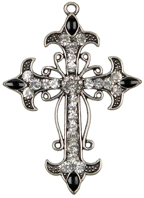 Jewelry Basics Metal Accent 1/Pkg Silver & Clear Cross