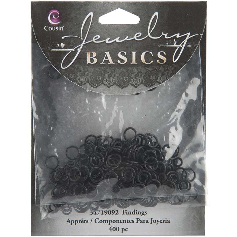 Jewelry Basics Metal Findings 400/Pkg Black Jump Rings 4mm To 6mm
