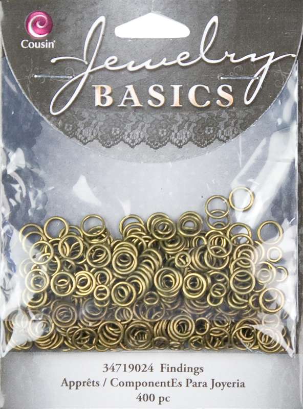 Jewelry Basics Metal Findings 400/Pkg Antique Gold Jump Rings 4mm To 6mm