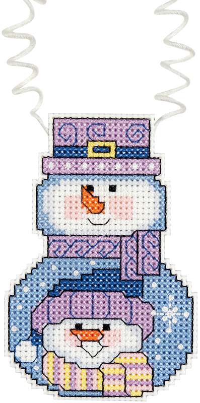 Holiday Wizzers Snowman With Scarf Counted Cross Stitch Kit 3"X2.25" 14 Count