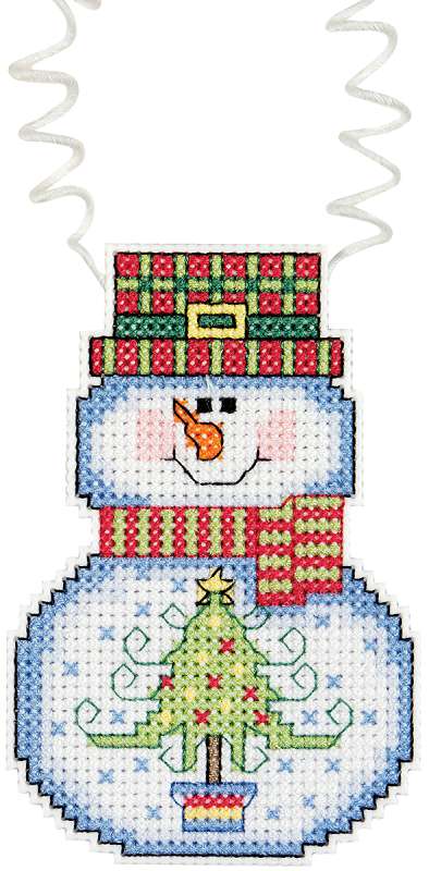 Holiday Wizzers Snowman With Tree Counted Cross Stitch Kit 3"X2.25" 14 Count