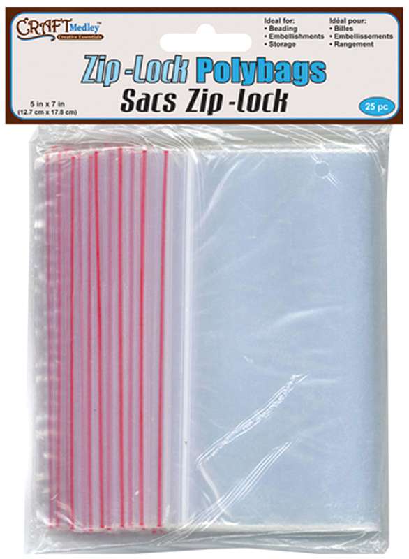 Ziplock Polybags 20/Pkg 5"X7" Clear