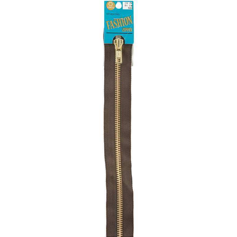 Fashion Metal Brass Separating Zipper 24" Cloister Brown
