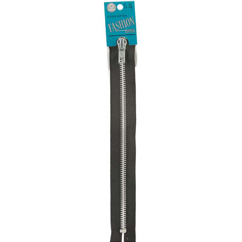 Fashion Metal Aluminum Closed Bottom Zipper 9"   Black
