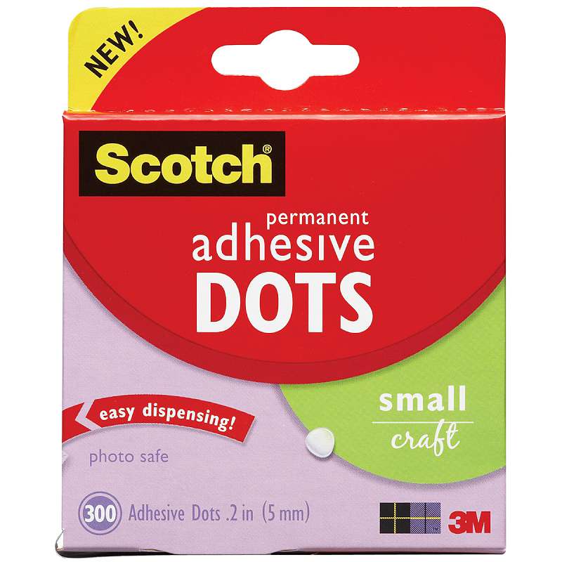 Scotch Permanent Adhesive Dots Small Craft .2" 300/Pkg
