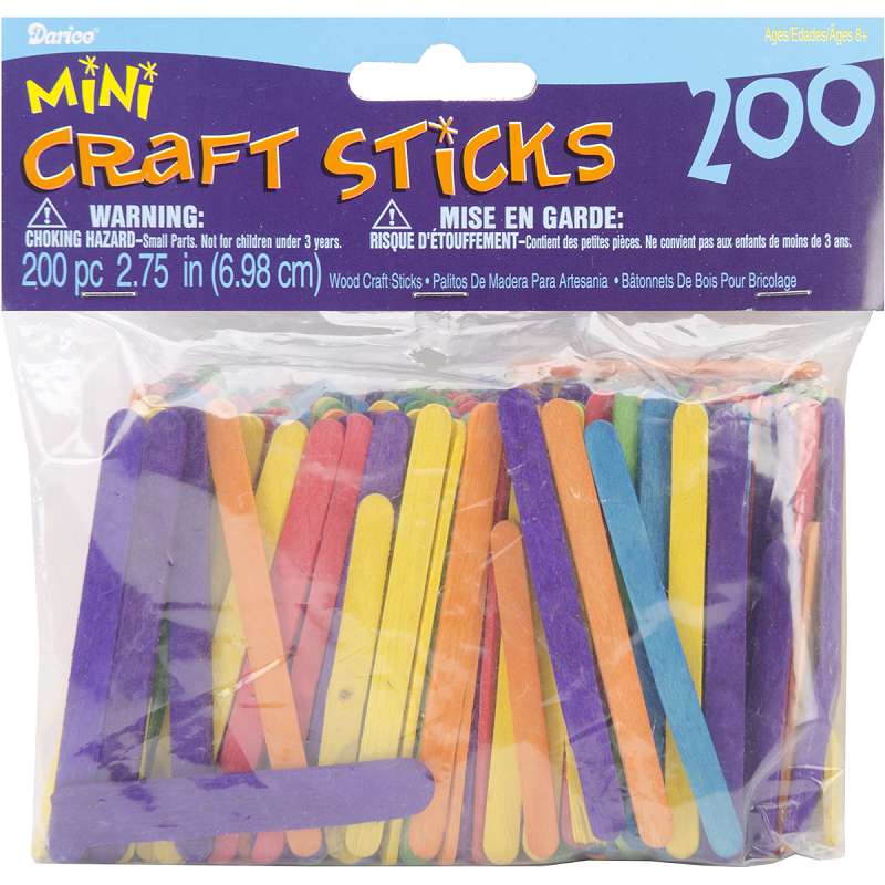 Mini Craft Sticks 2.75" Colored 200/Pkg