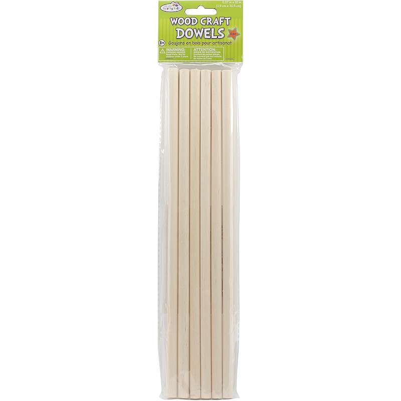 Wood Craft Dowels 12" Natural 3/8" 6/Pkg