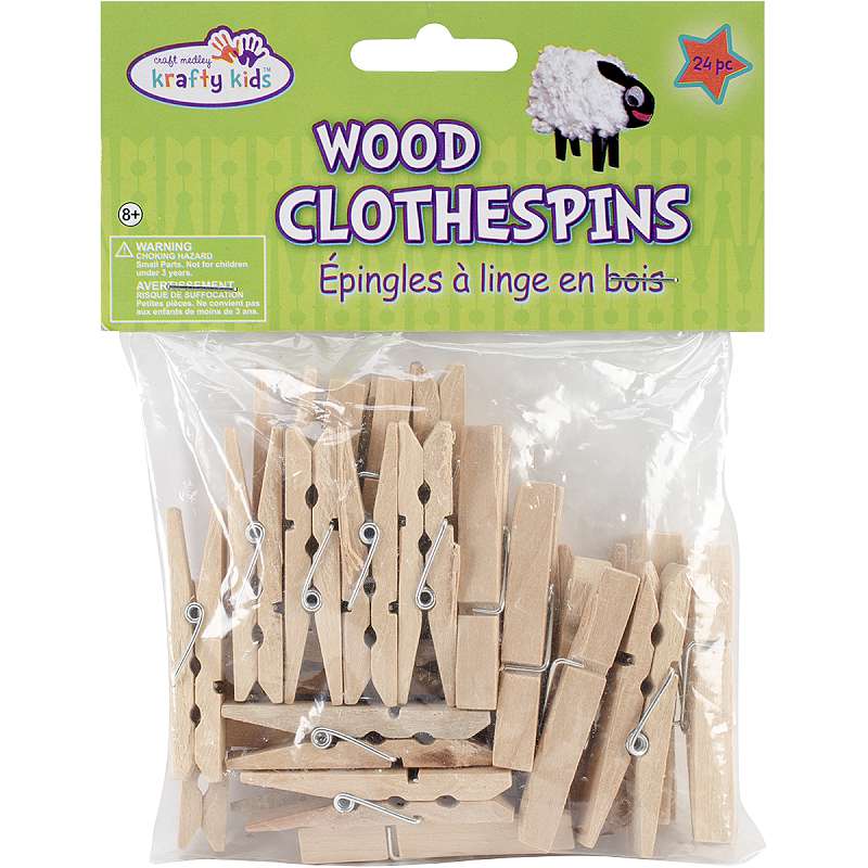 Wood Clothespins Natural 1.875" 24/Pkg