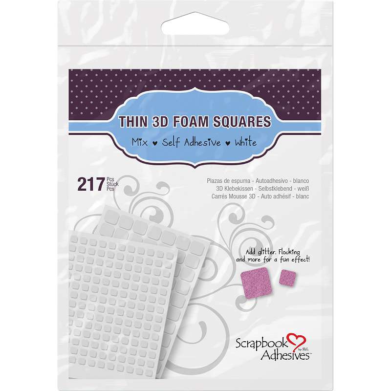 Scrapbook Adhesives Thin 3D Adhesive Foam Squares 217/Pkg White (63) .43"X.47" & (154) .25"X.25"