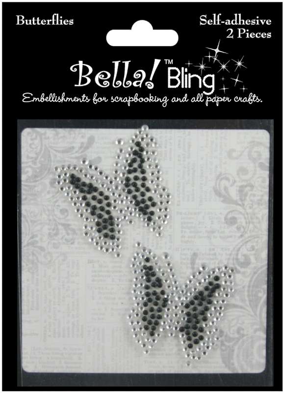 Bling Self-Adhesive Rhinestone Butterflies 2/Pkg Black