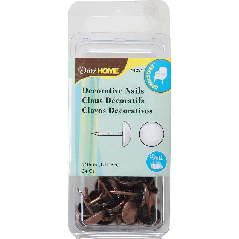 Upholstery Decorative Nails 7/16" 24/Pkg Copper