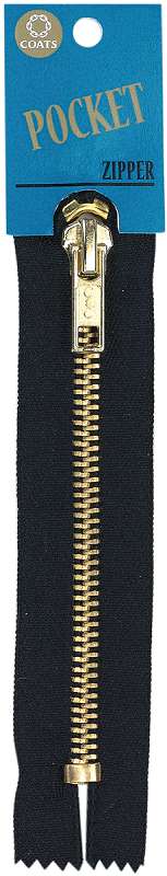Fashion Pocket/Brass Teeth Zipper 5" Black