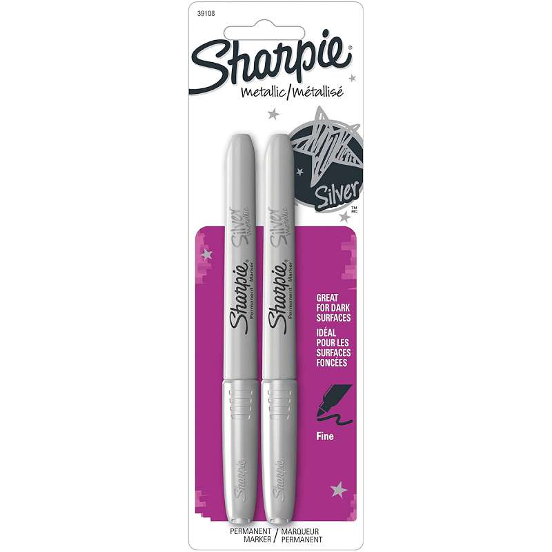 Sharpie Metallic Fine Point Permanent Markers 2/Pkg Silver