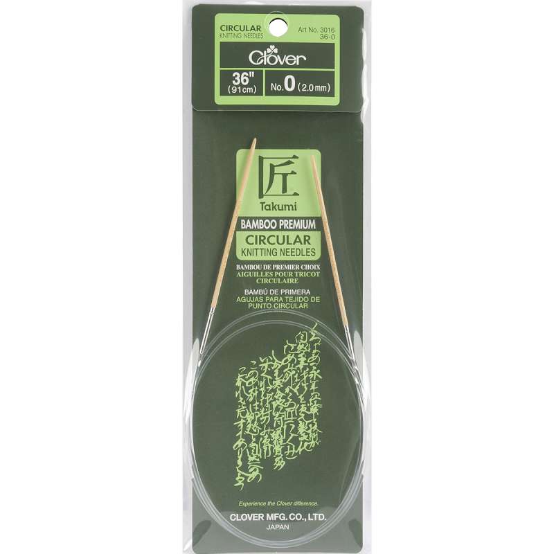 Takumi Bamboo Circular Knitting Needles 36" Size 0/2mm