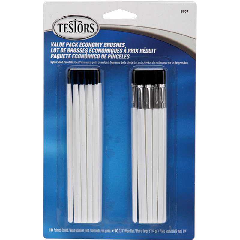 Economy Brushes 20/Pkg 10 Round & 10 Flat