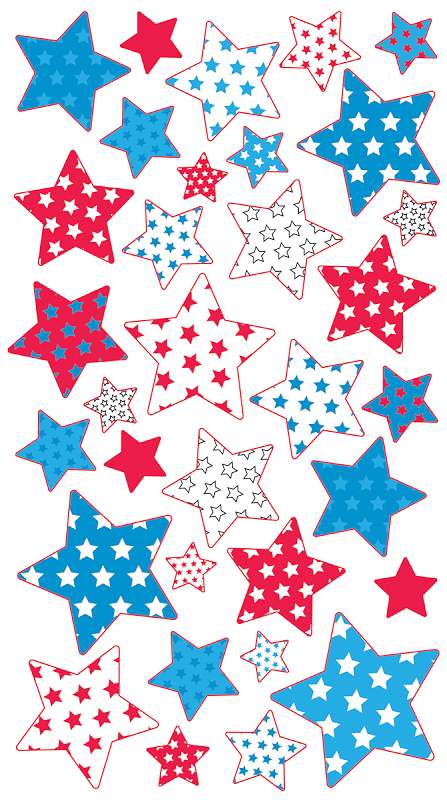 Sticko Stickers Metallic Red, White & Blue Stars