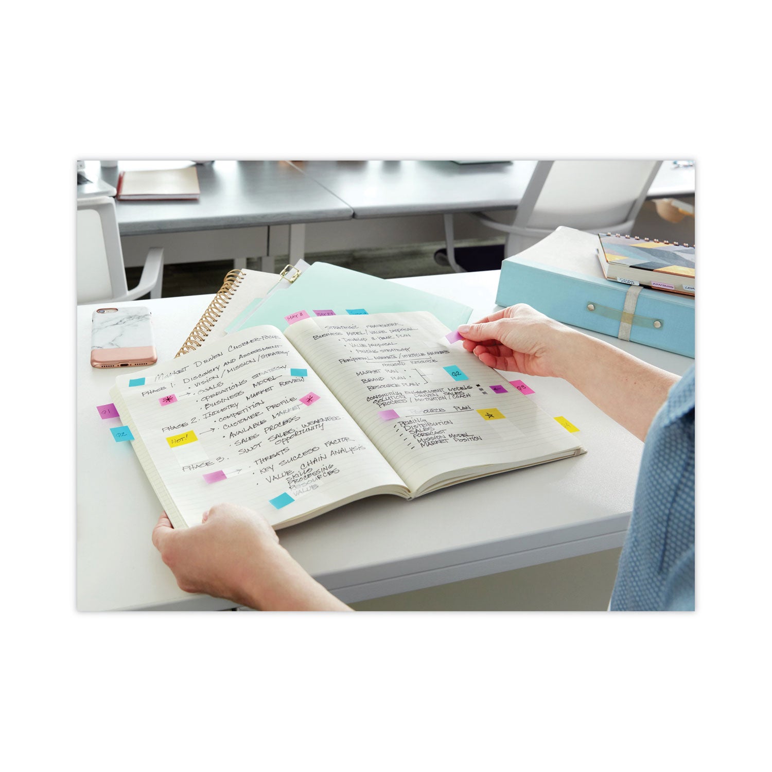 Post-it® Flags Standard Page Flags in Dispenser, Blue, 100 Flags/Dispenser