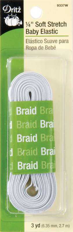 Soft Stretch Baby Elastic 1/4"X3yd White