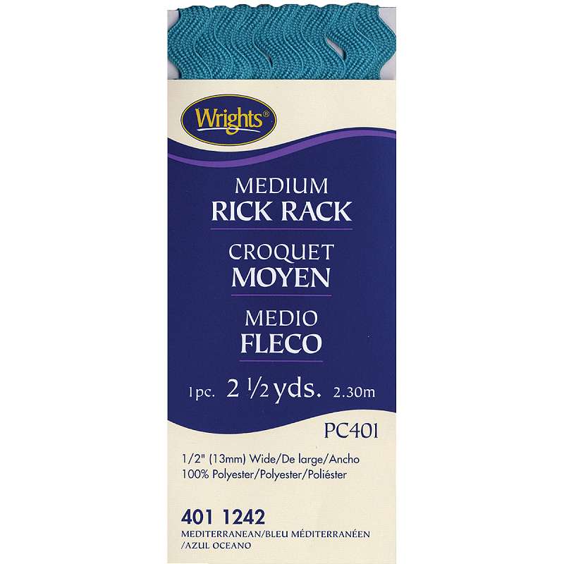 Medium Rickrack 1/2"X2-1/2yd Mediterranean