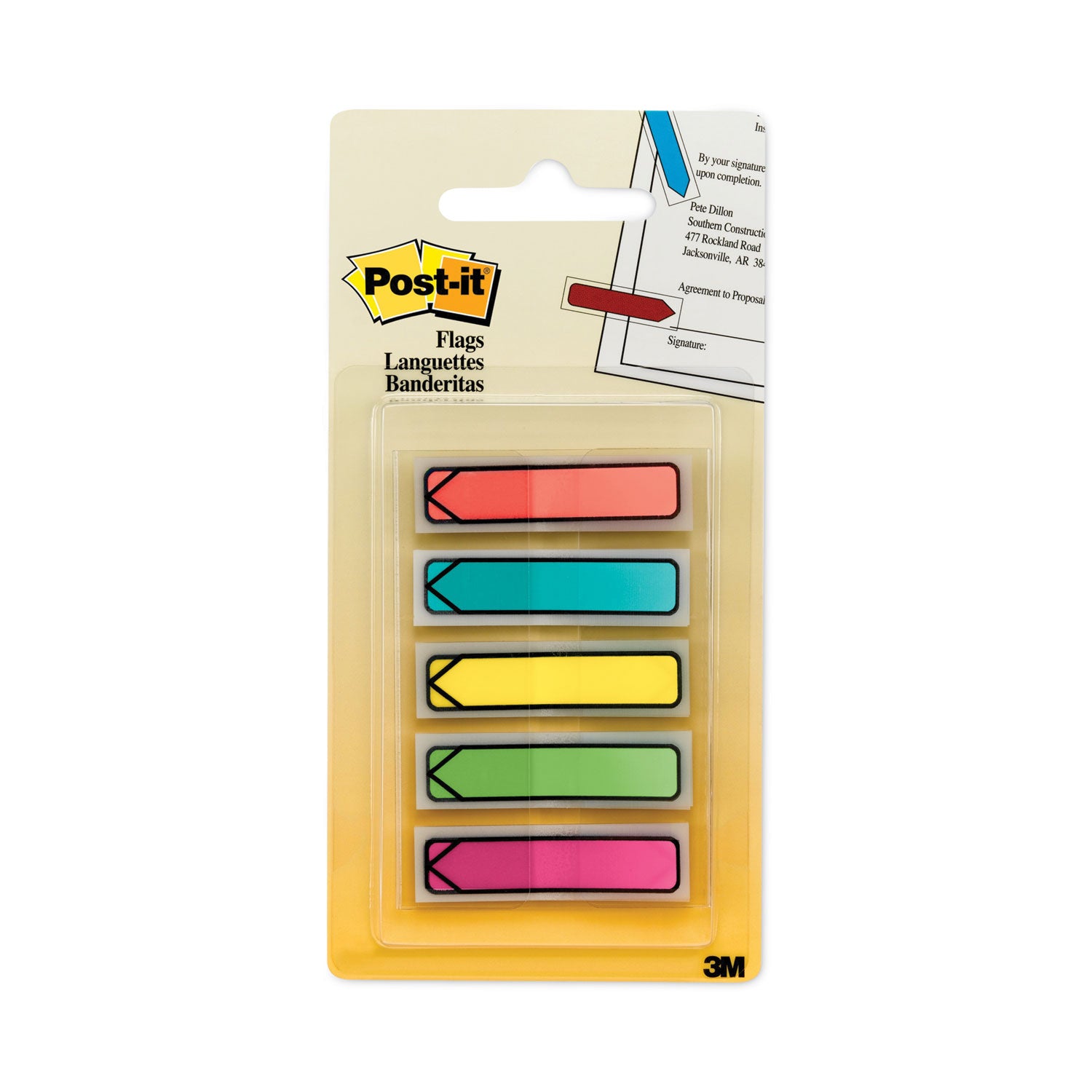 Post-it® Flags Arrow 1/2" Page Flags, Five Assorted Bright Colors, 20/Color, 100/Pack