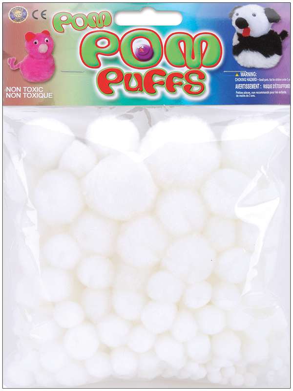 Pom-Pom Puffs Assorted 100/Pkg White