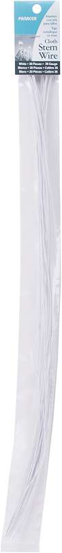 Cloth Covered Stem Wire 26 Gauge 18" 20/Pkg White