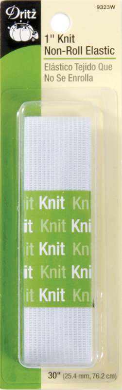 Knit Non-Roll Elastic 1"X30" White