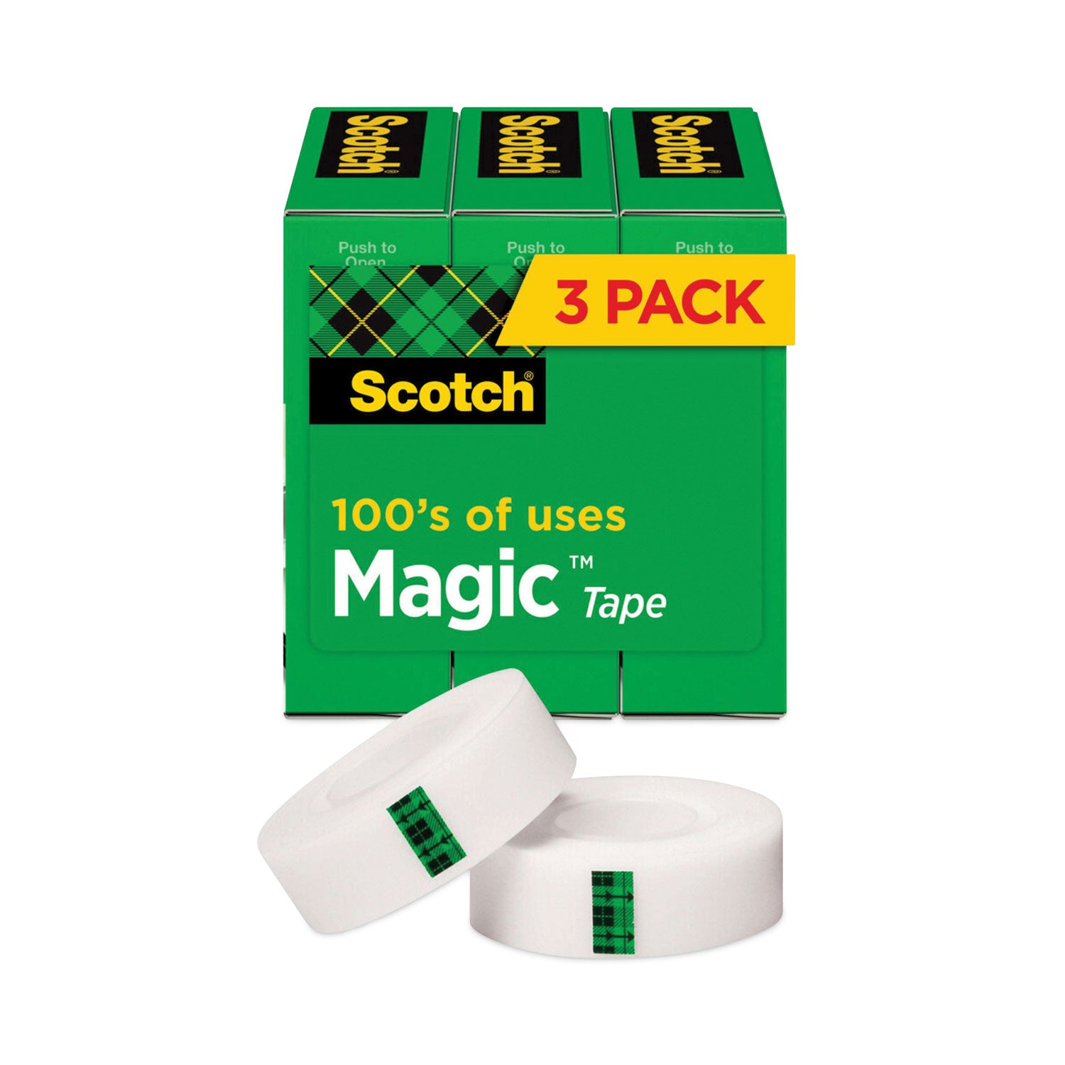 Scotch® Magic Tape Refill, 3/4" x 1000", 1" Core, Clear, 3/Pack