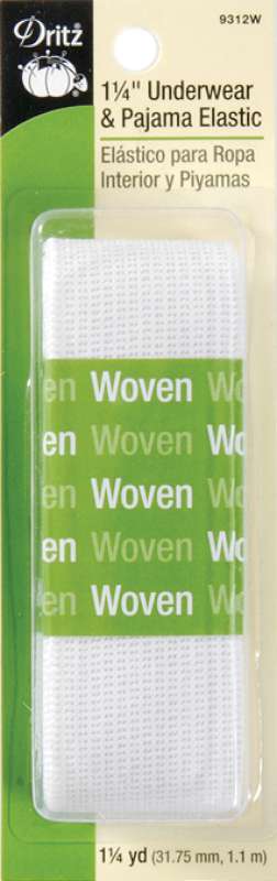 Underwear & Pajama Elastic 1-1/4"X1-1/4yd White
