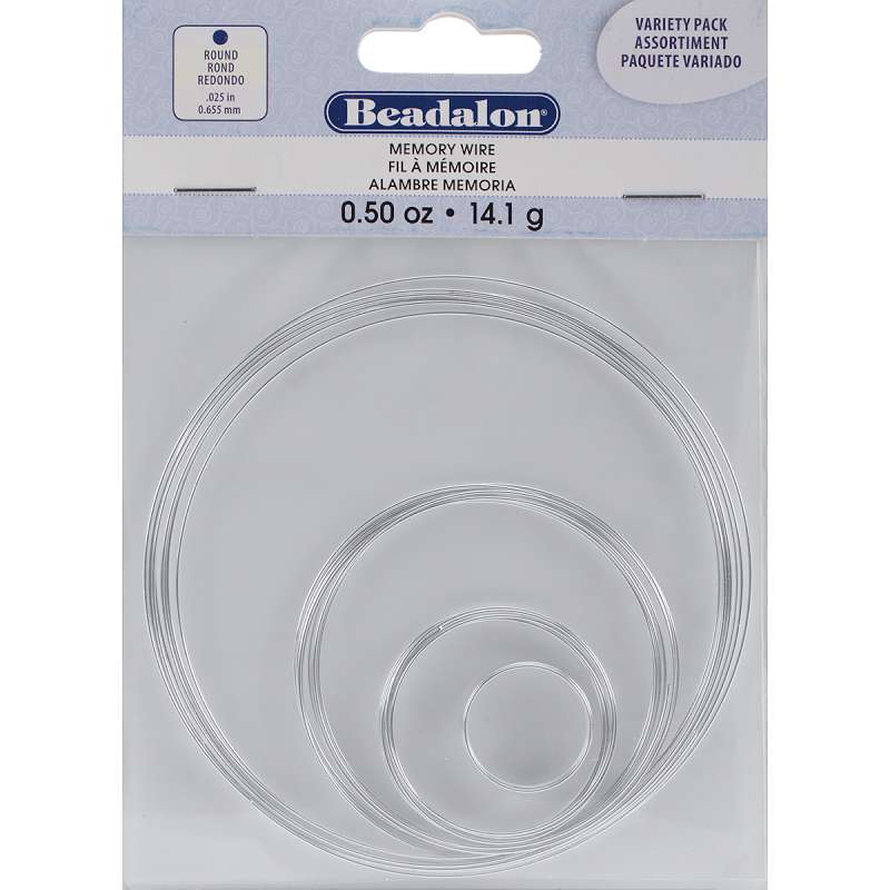 Memory Wire Combo Pack .62mm .5oz Silver-Plated - 15 Coils