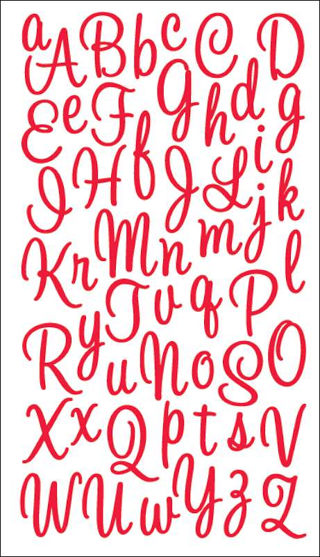 Sticko Alphabet Stickers Sweetheart Script Small Glitter Red
