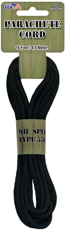 Parachute Cord 4mmx16' Black