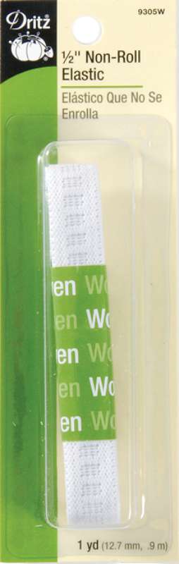 Non-Roll Elastic 1/2"X1yd White