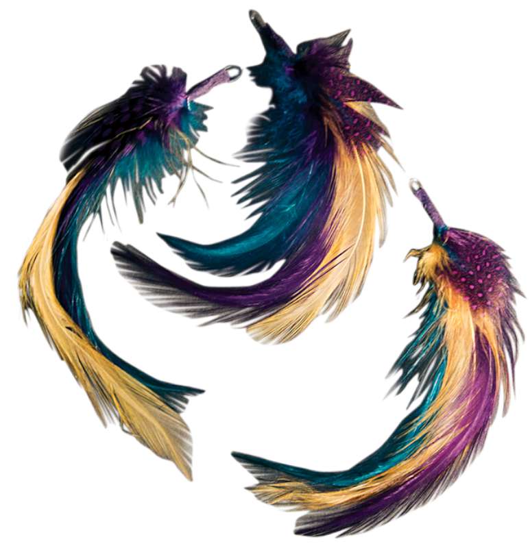 Feather Picks 5" 3/Pkg Gold, Teal & Deep Plum