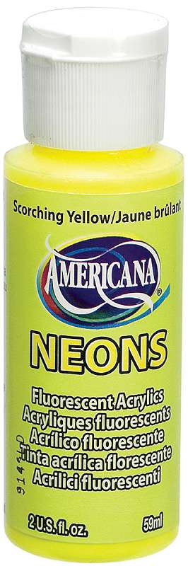 Americana Neons Fluorescent Acrylic Paint 2oz Scorching Yellow