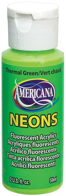 Americana Neons Fluorescent Acrylic Paint 2oz Thermal Green