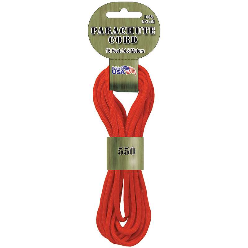 Parachute Cord 4mmx16' Neon Orange